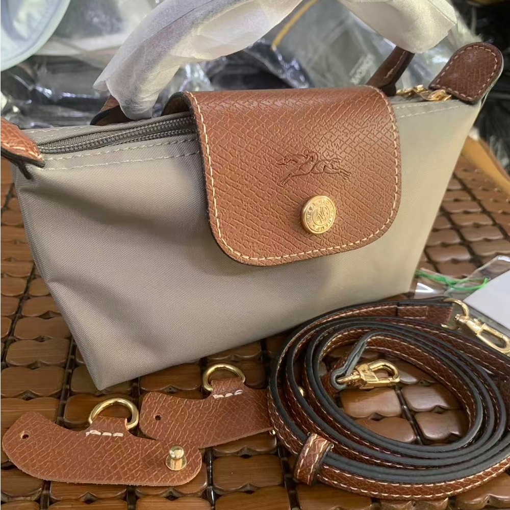 Longchamp Taupe and Brown Small Nylon Crossbody Bag - Picture 2 of 6